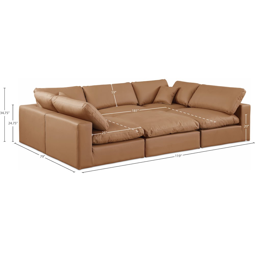 Comfy Cognac Vegan Leather Modular Sectional. Picture 10