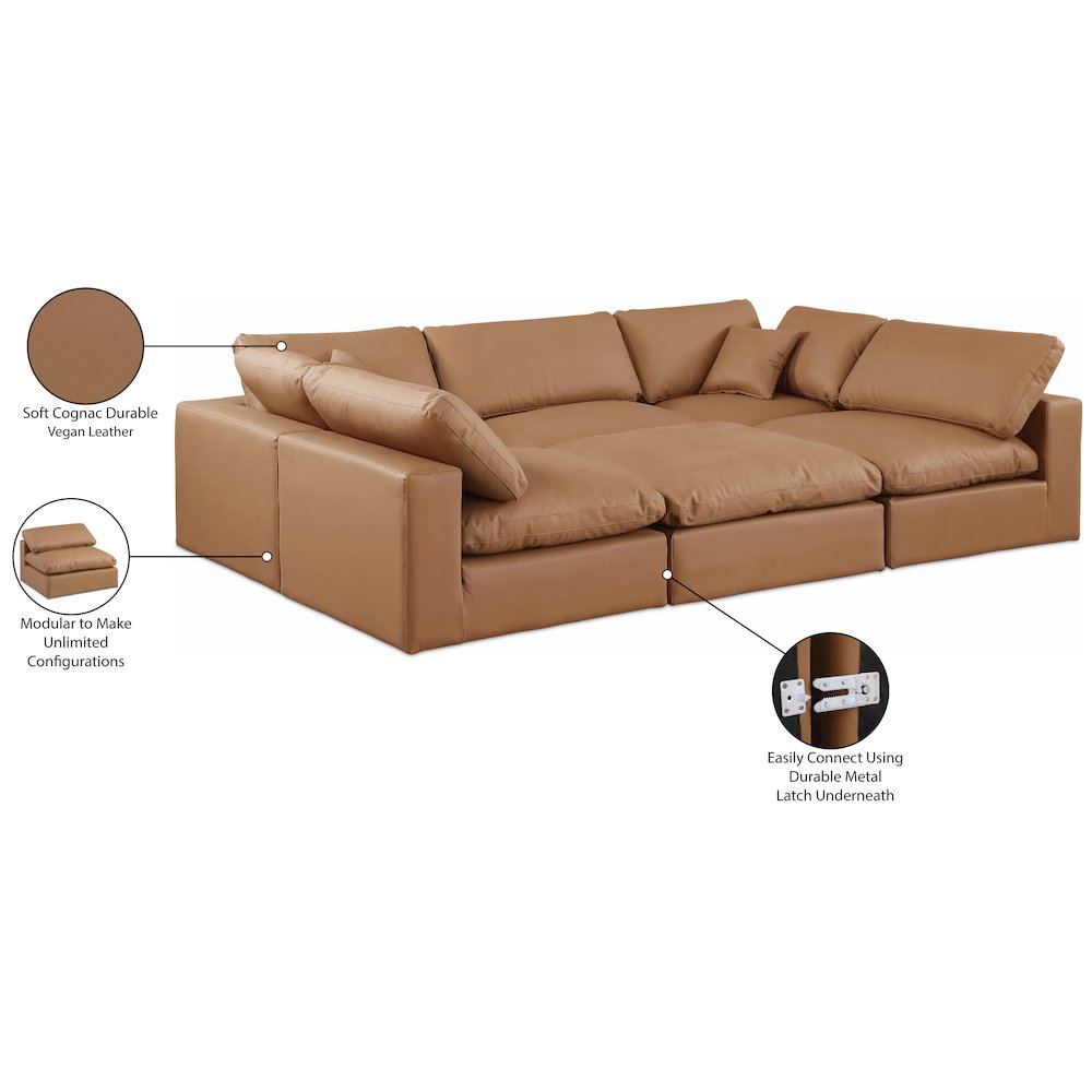 Comfy Cognac Vegan Leather Modular Sectional. Picture 11