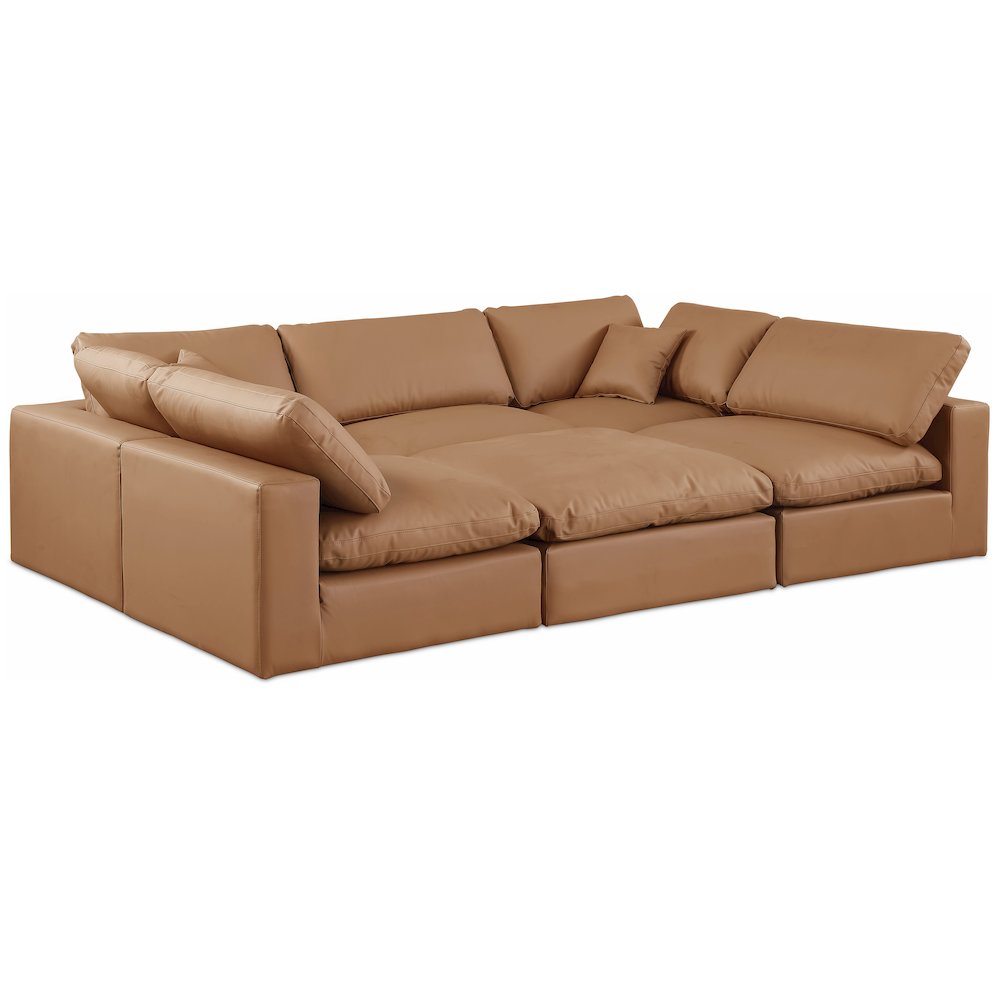 Comfy Cognac Vegan Leather Modular Sectional. Picture 1