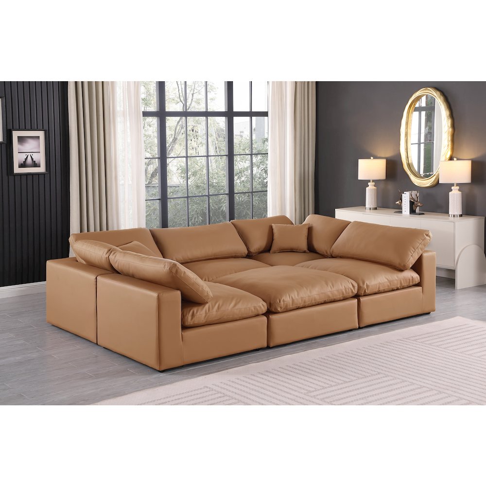 Comfy Cognac Vegan Leather Modular Sectional. Picture 2