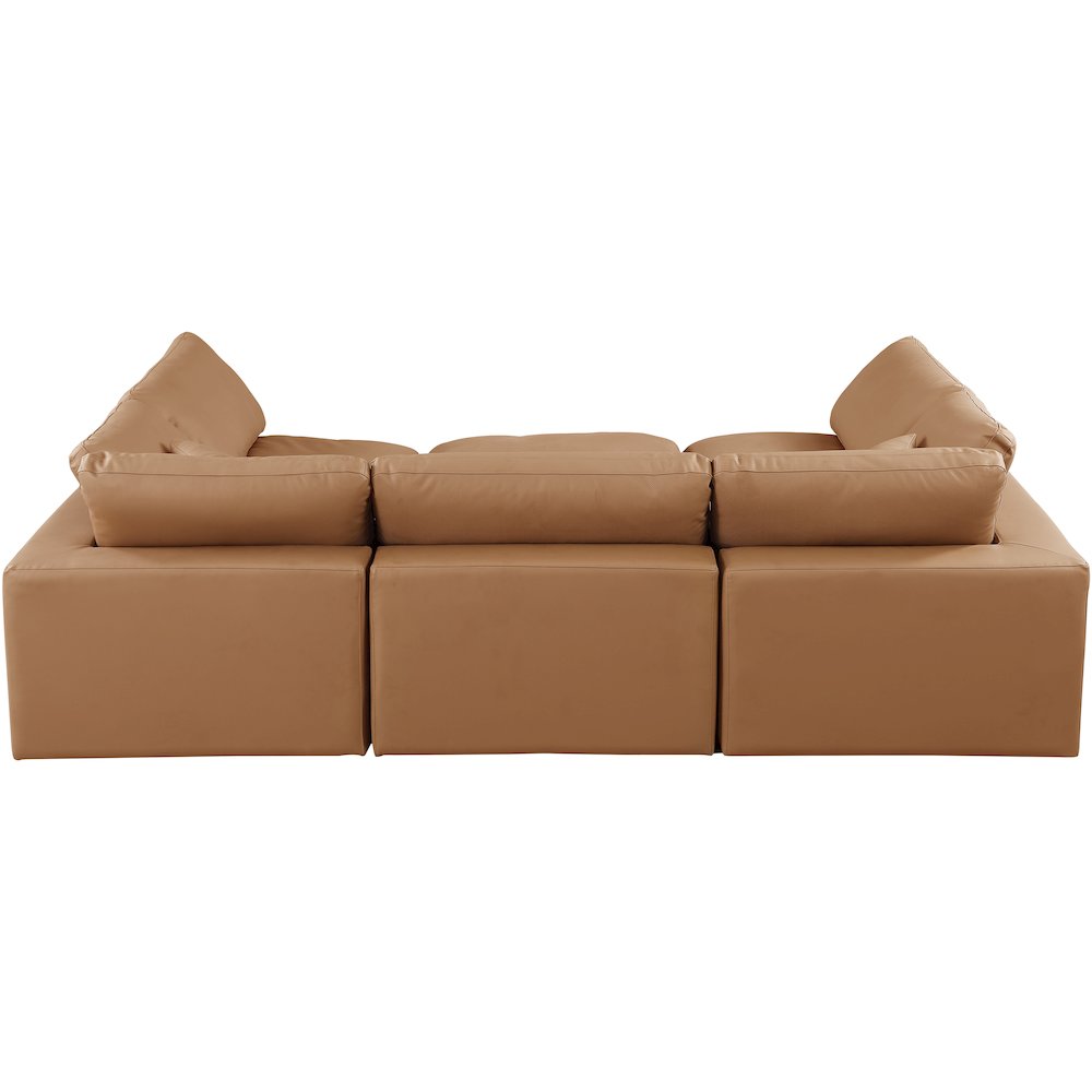 Comfy Cognac Vegan Leather Modular Sectional. Picture 3