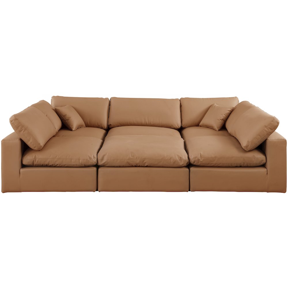 Comfy Cognac Vegan Leather Modular Sectional. Picture 4