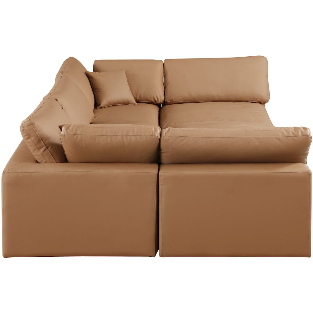 Comfy Cognac Vegan Leather Modular Sectional. Picture 5