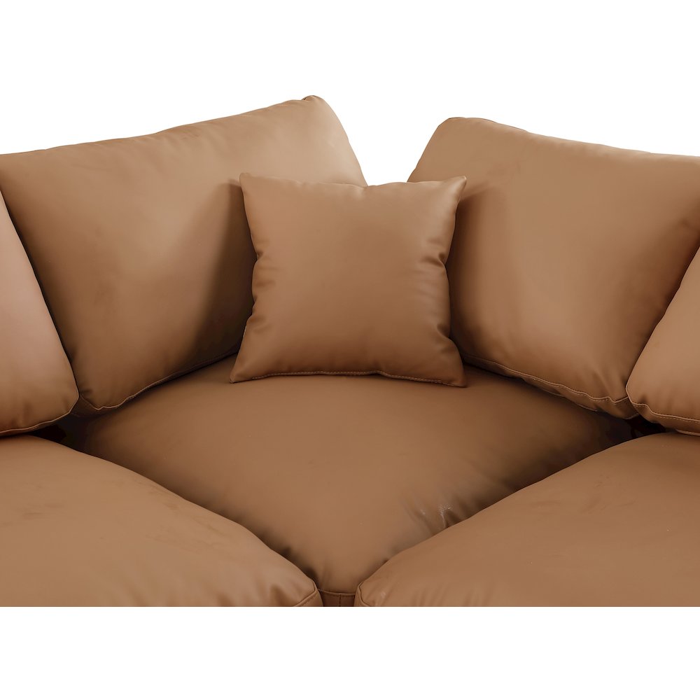 Comfy Cognac Vegan Leather Modular Sectional. Picture 7