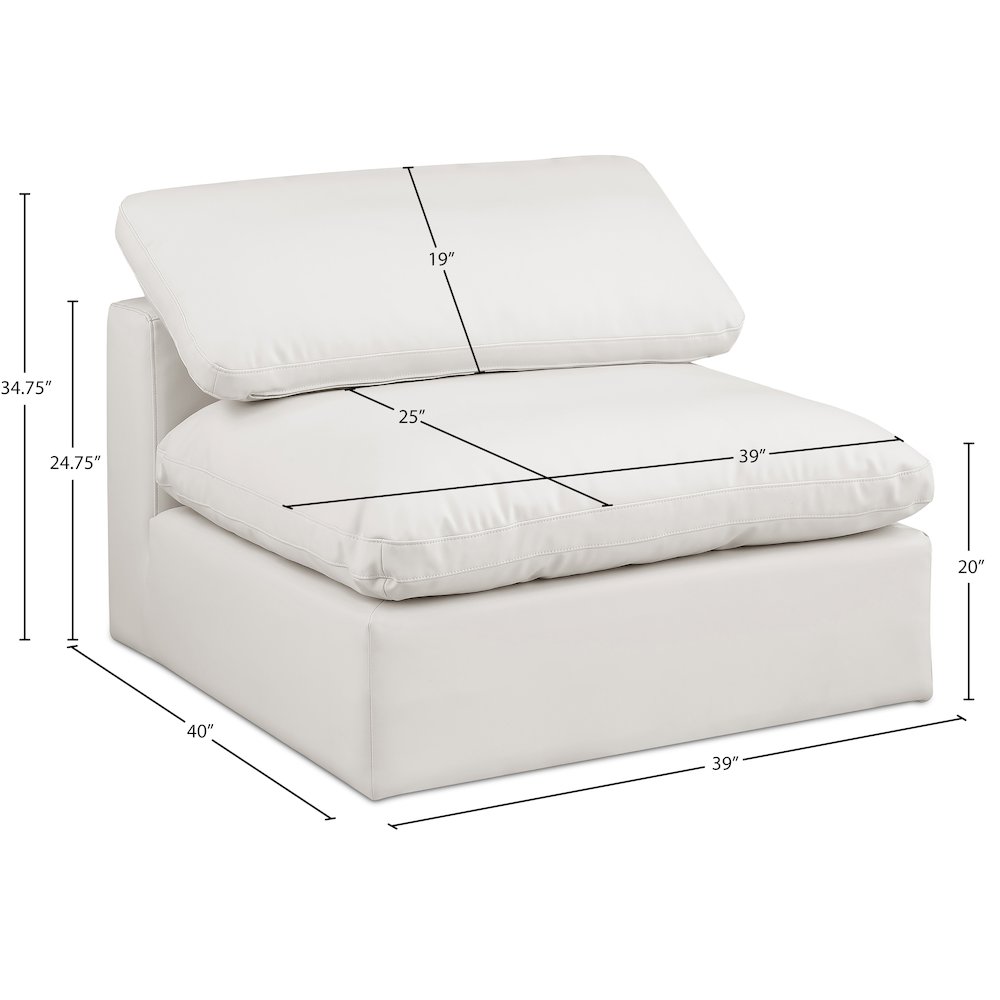 Comfy Cream Vegan Leather Modular Armless Chair. Picture 10