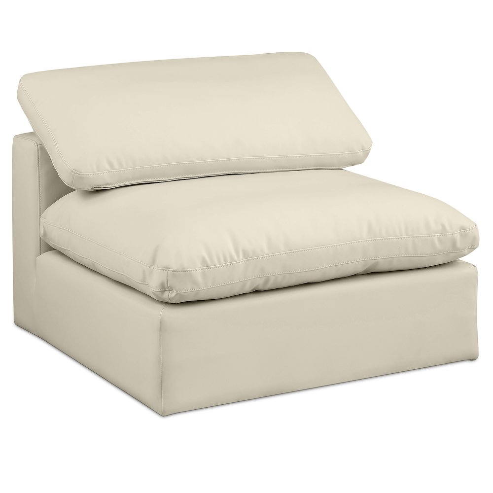 Comfy Cream Vegan Leather Modular Armless Chair. Picture 1