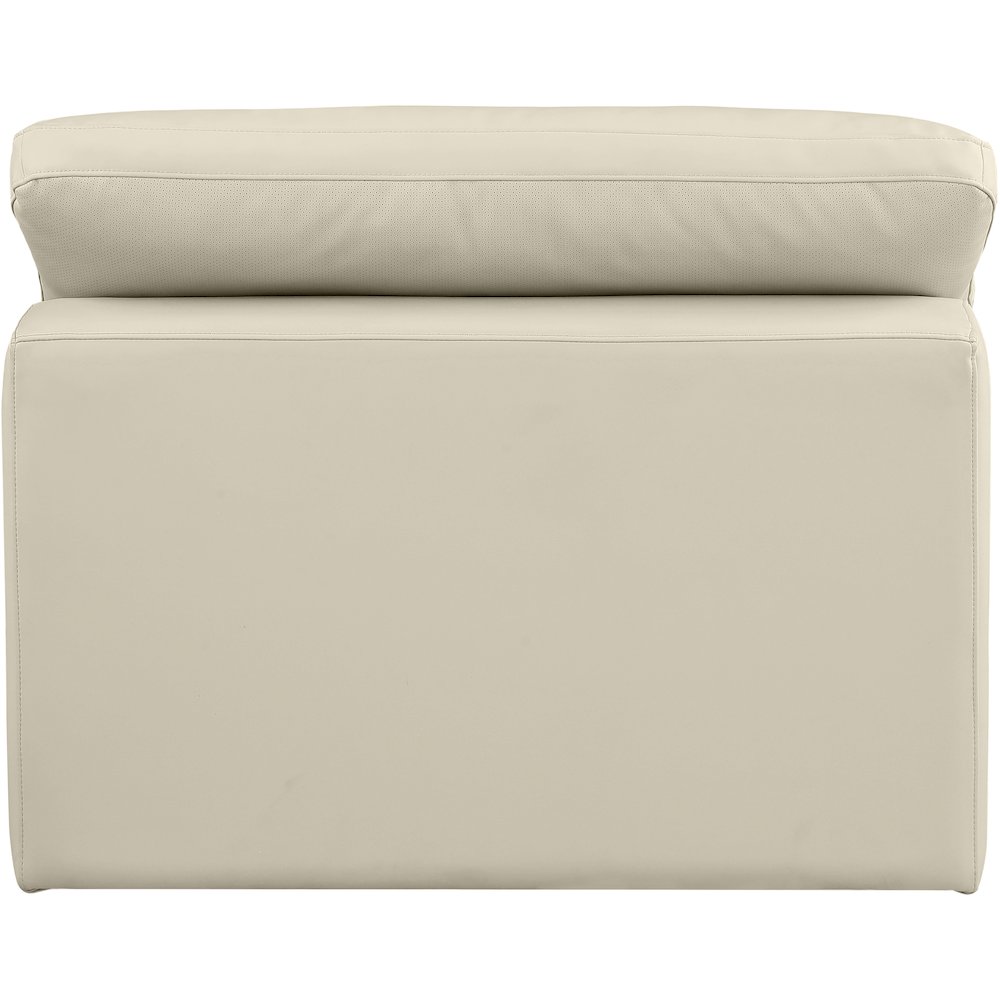 Comfy Cream Vegan Leather Modular Armless Chair. Picture 3
