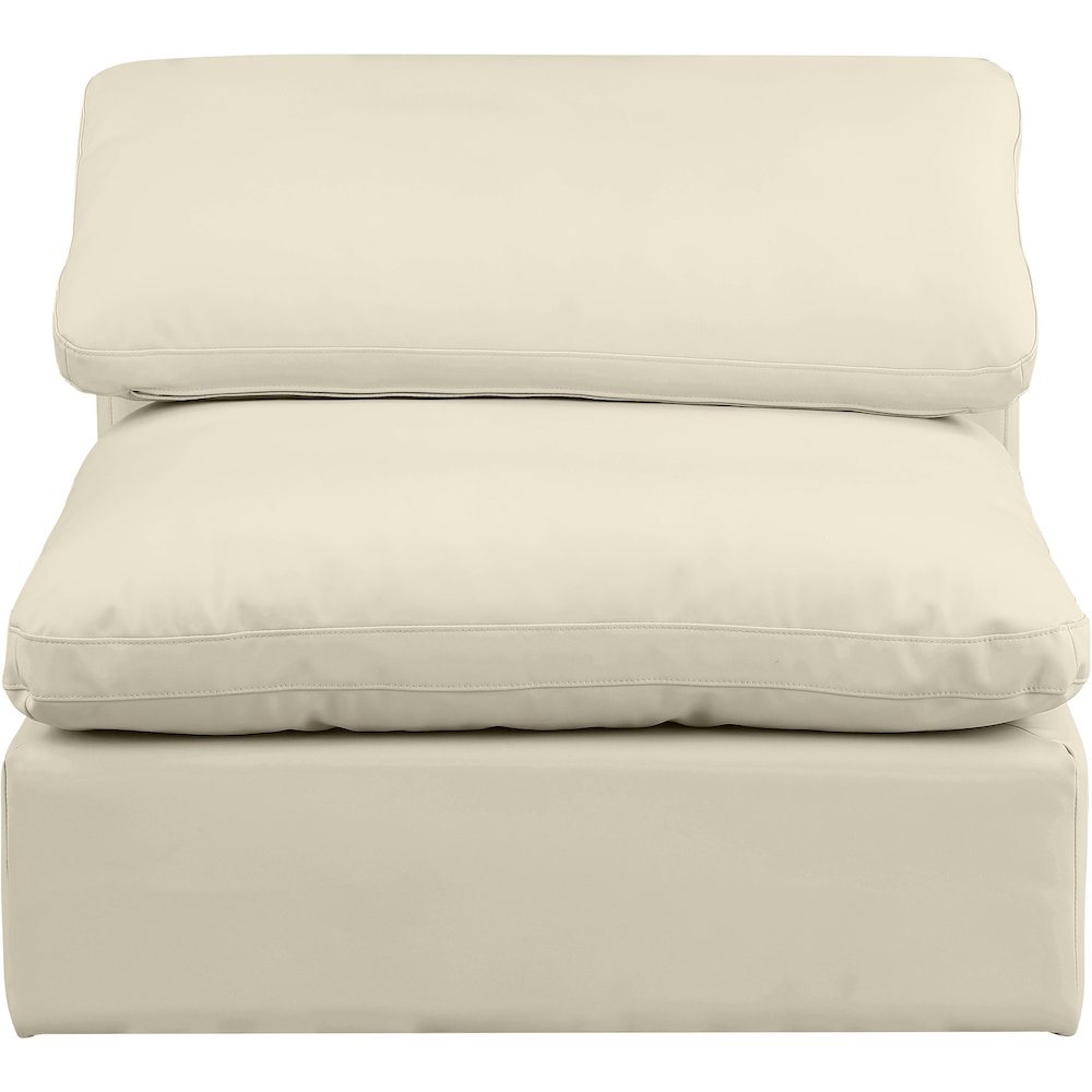 Comfy Cream Vegan Leather Modular Armless Chair. Picture 4