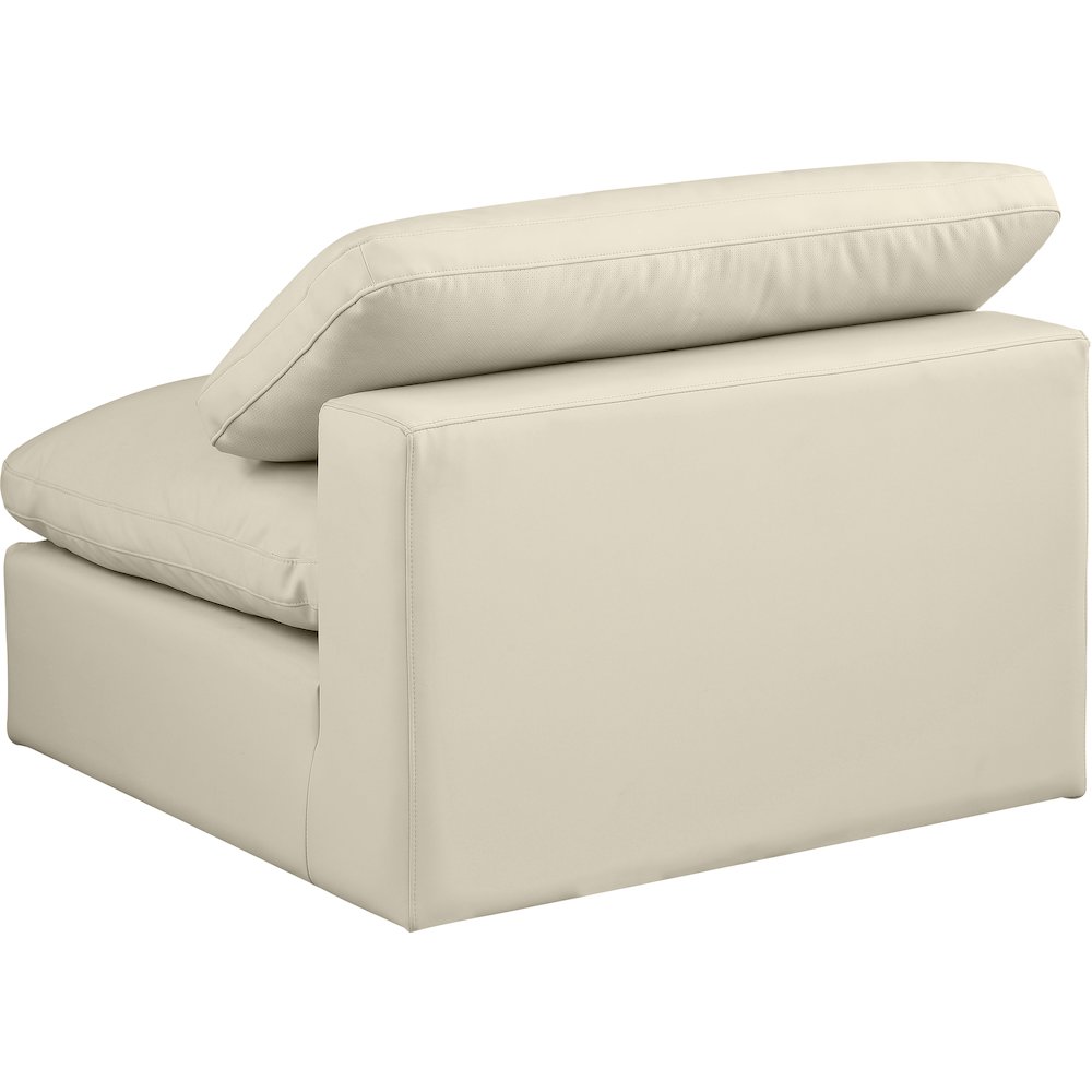 Comfy Cream Vegan Leather Modular Armless Chair. Picture 5