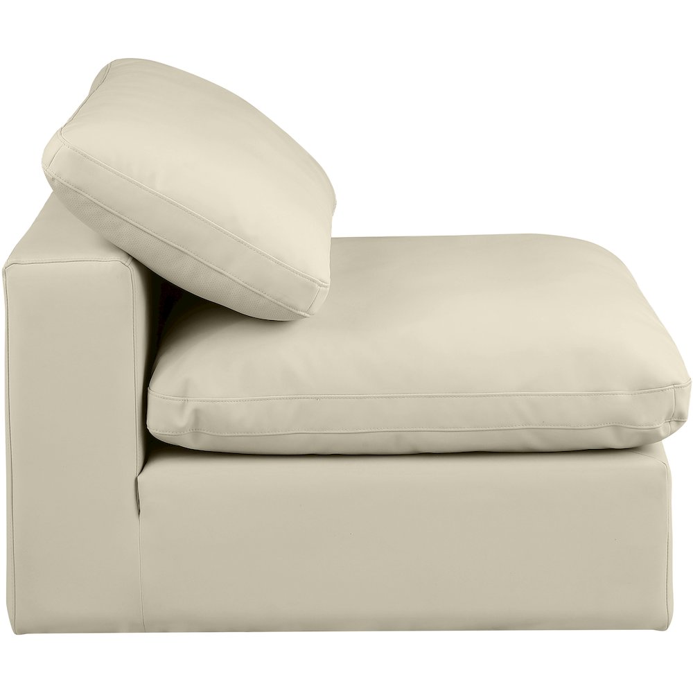 Comfy Cream Vegan Leather Modular Armless Chair. Picture 6