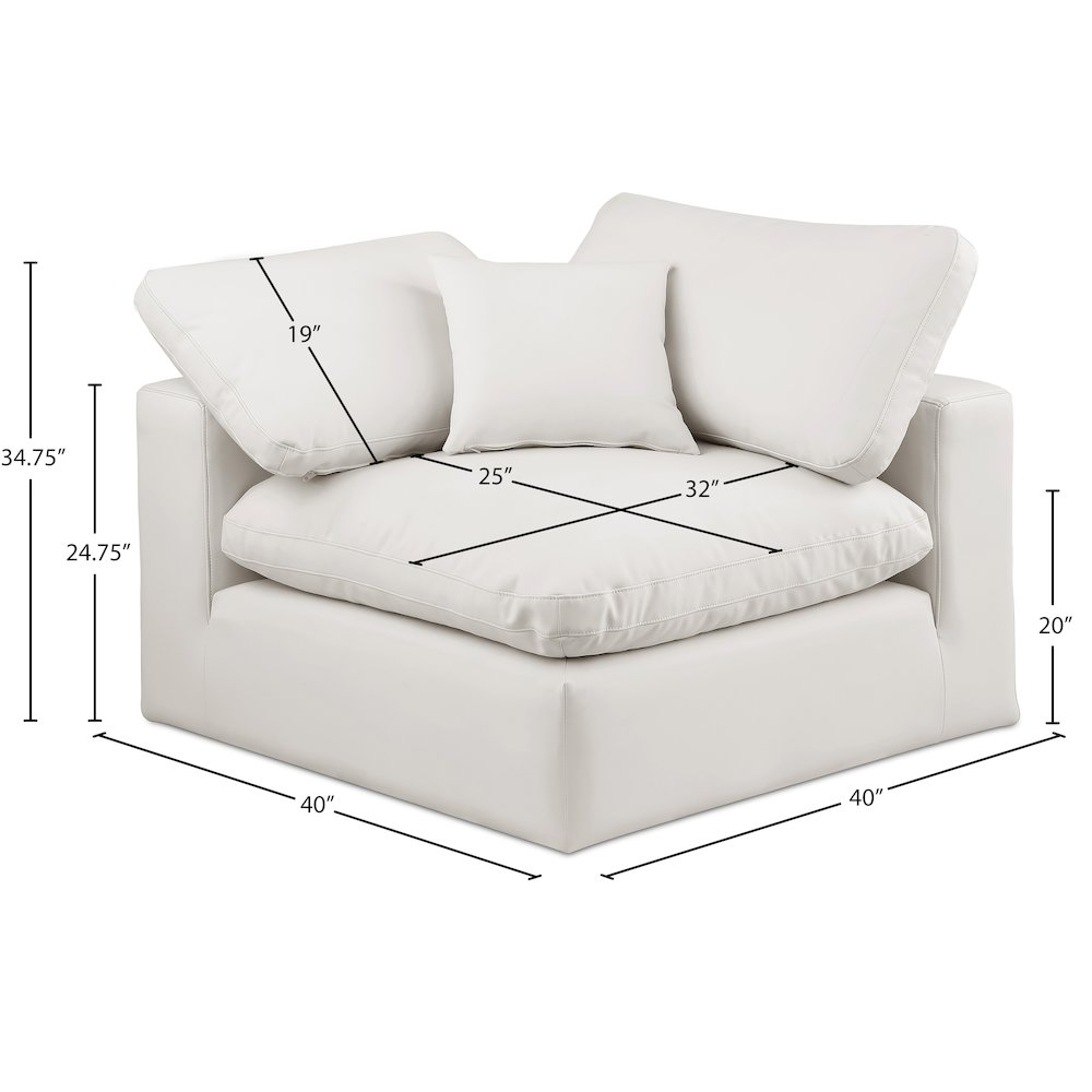 Comfy Cream Vegan Leather Modular Corner Chair. Picture 10