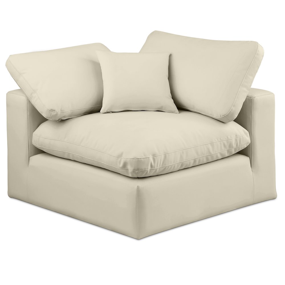 Comfy Cream Vegan Leather Modular Corner Chair. Picture 1