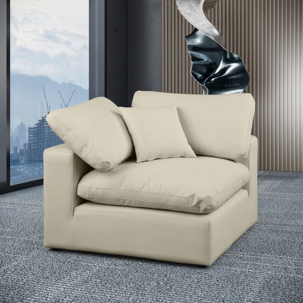 Comfy Cream Vegan Leather Modular Corner Chair. Picture 2