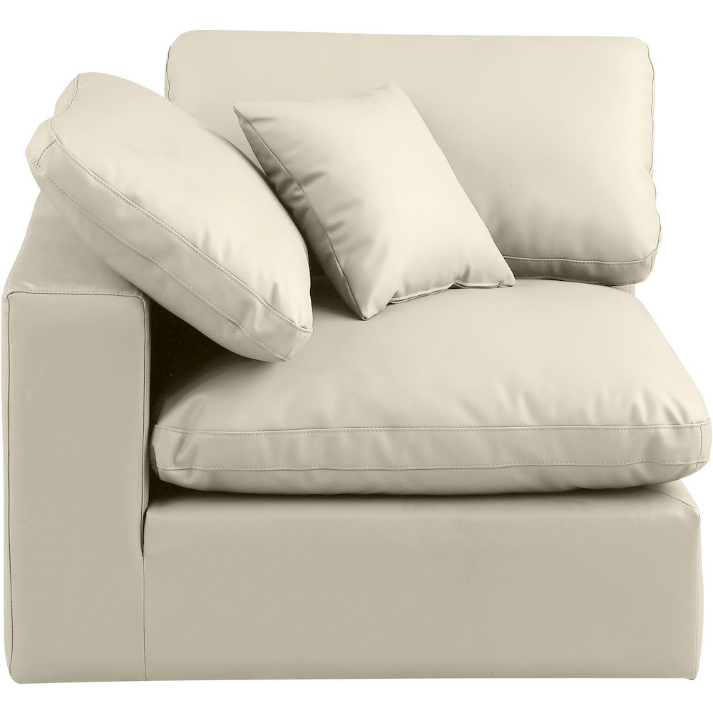 Comfy Cream Vegan Leather Modular Corner Chair. Picture 4