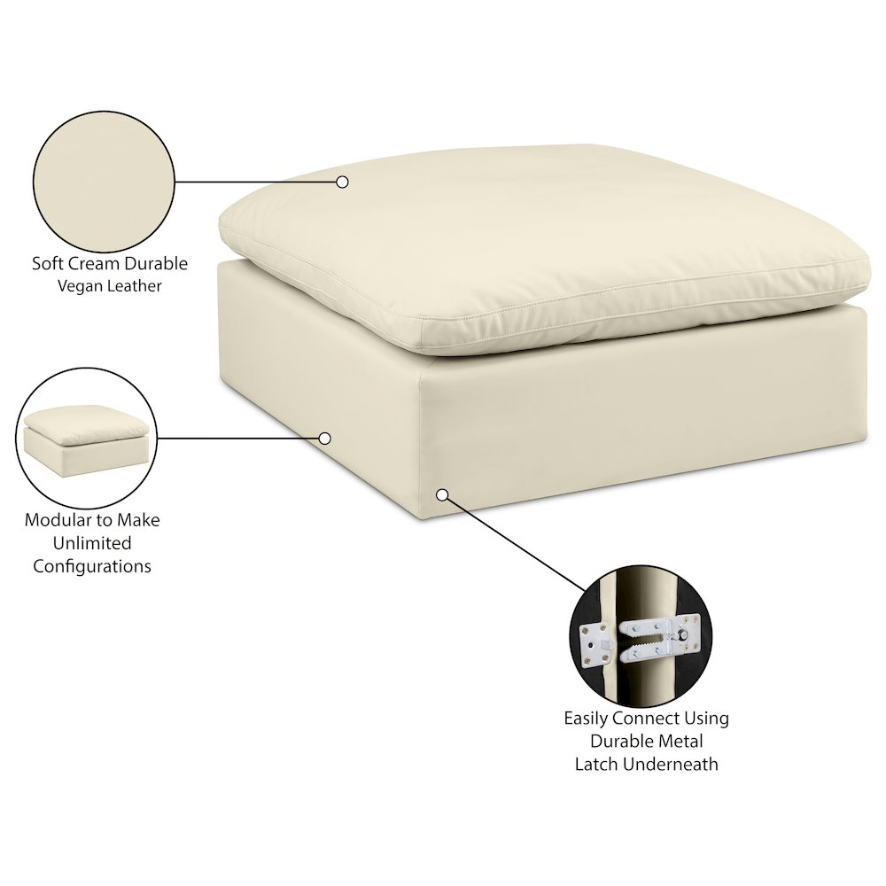 Comfy Cream Vegan Leather Modular Ottoman. Picture 6