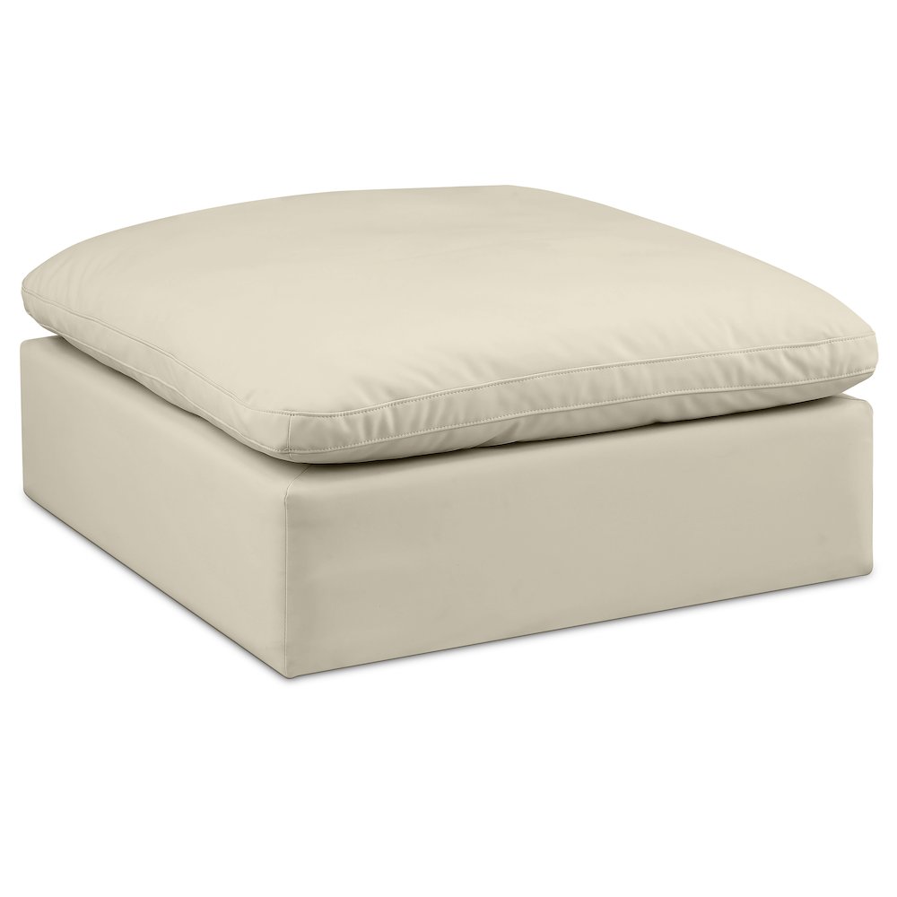 Comfy Cream Vegan Leather Modular Ottoman. Picture 1