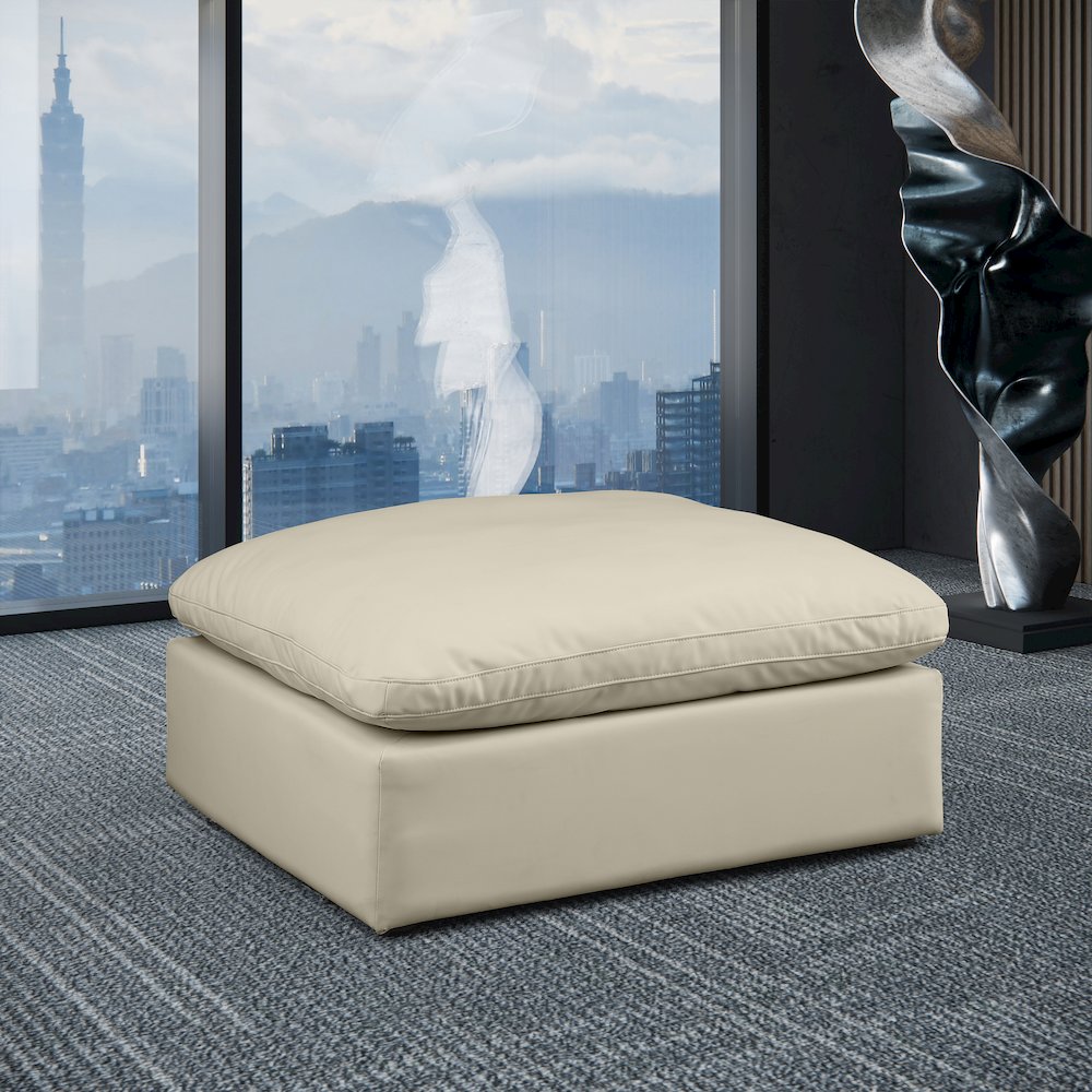Comfy Cream Vegan Leather Modular Ottoman. Picture 2