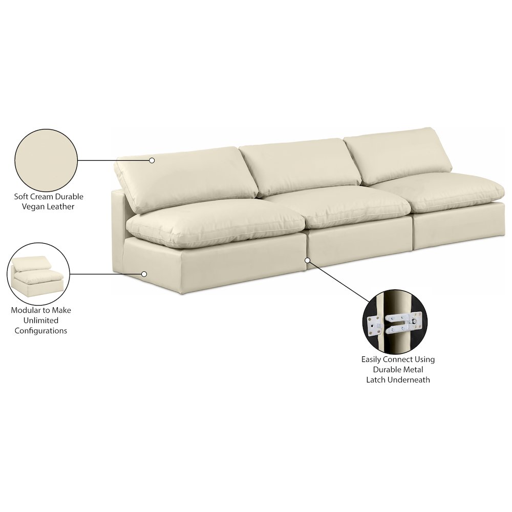 Comfy Cream Vegan Leather Modular Sofa. Picture 10