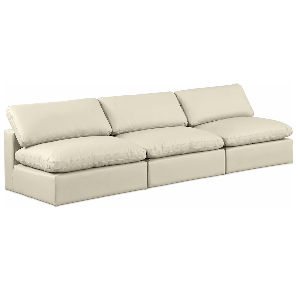 Comfy Cream Vegan Leather Modular Sofa. Picture 1