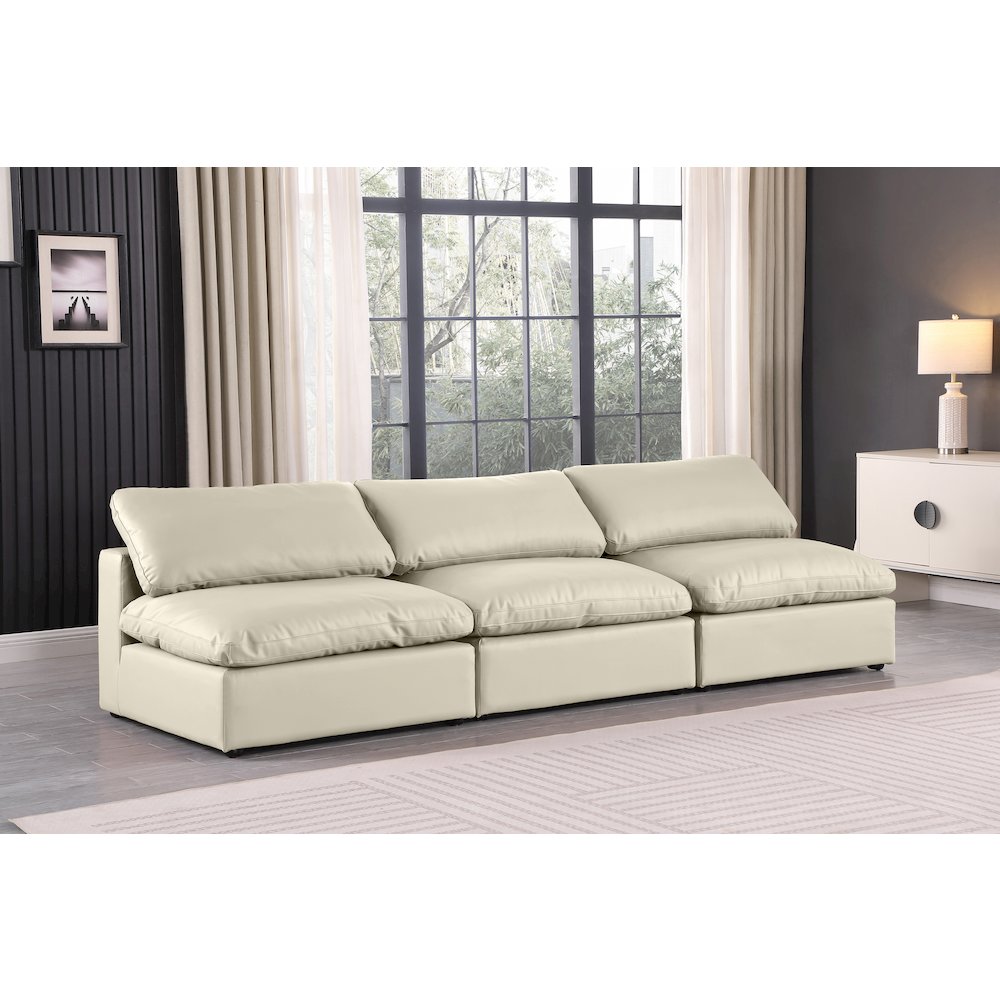Comfy Cream Vegan Leather Modular Sofa. Picture 2