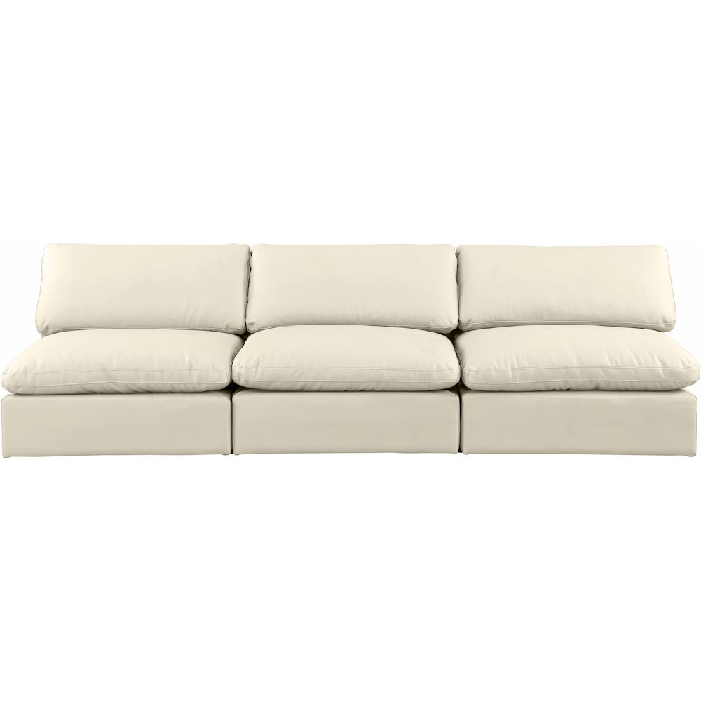 Comfy Cream Vegan Leather Modular Sofa. Picture 4