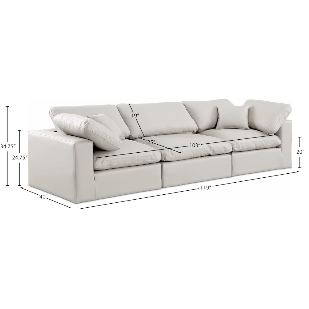 Comfy Cream Vegan Leather Modular Sofa. Picture 9