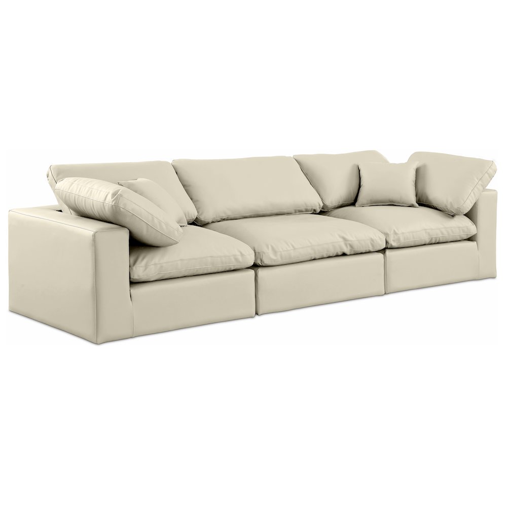 Comfy Cream Vegan Leather Modular Sofa. Picture 1