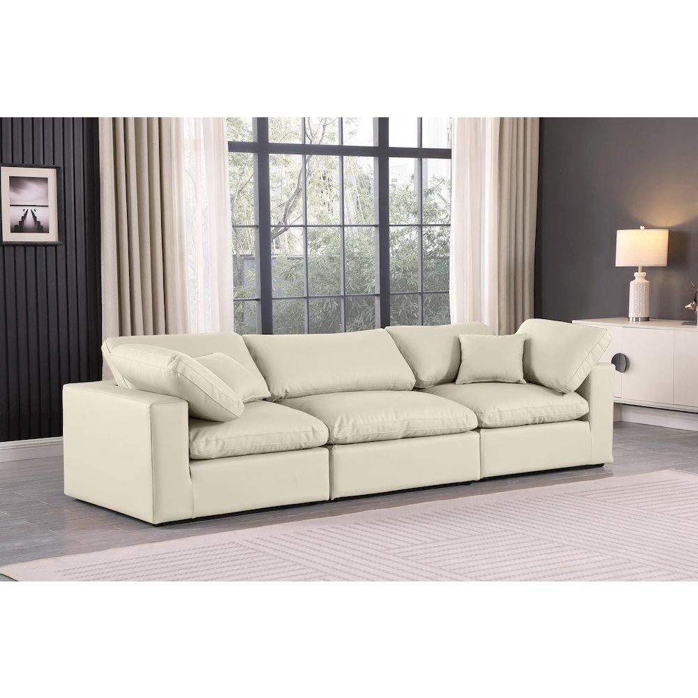 Comfy Cream Vegan Leather Modular Sofa. Picture 2