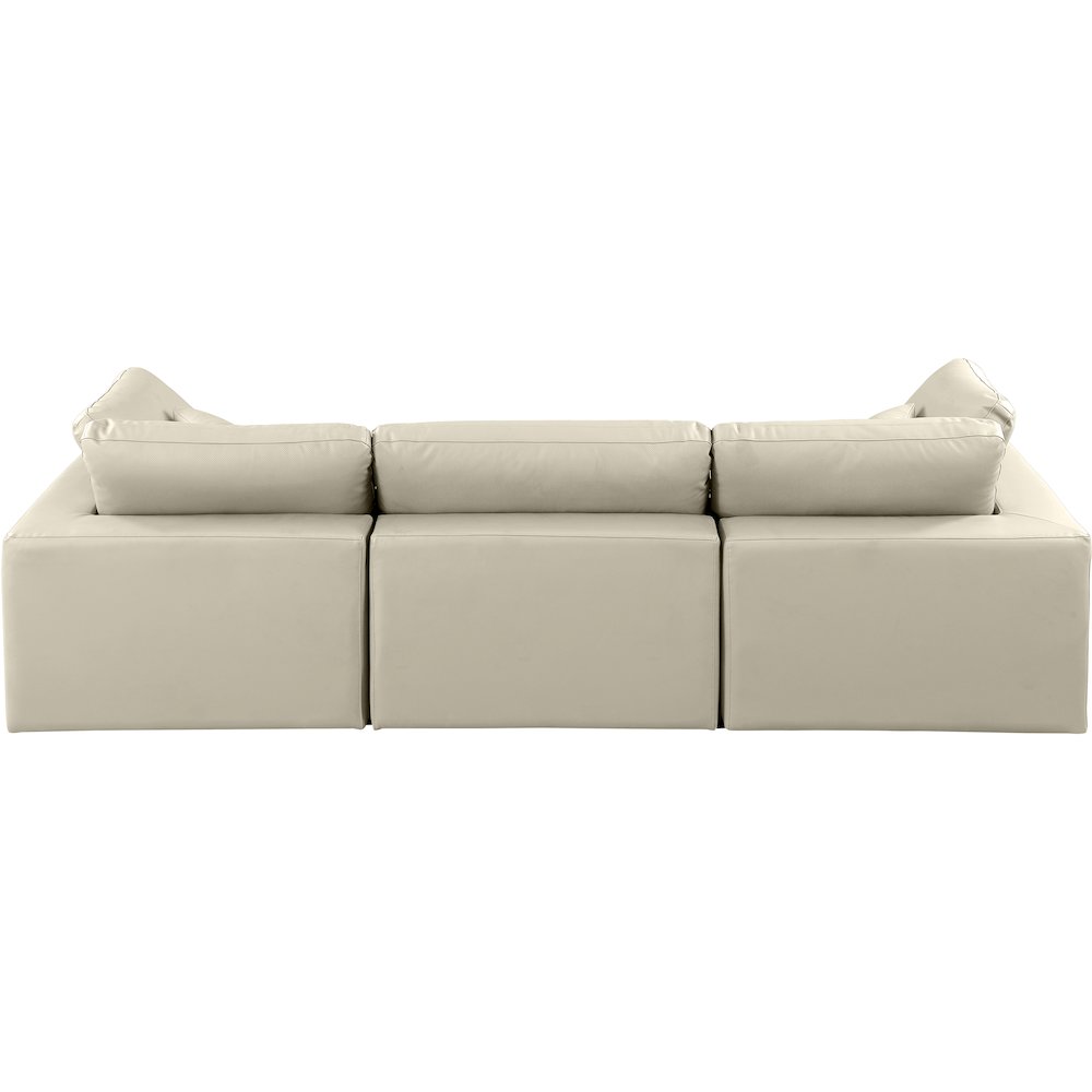 Comfy Cream Vegan Leather Modular Sofa. Picture 3