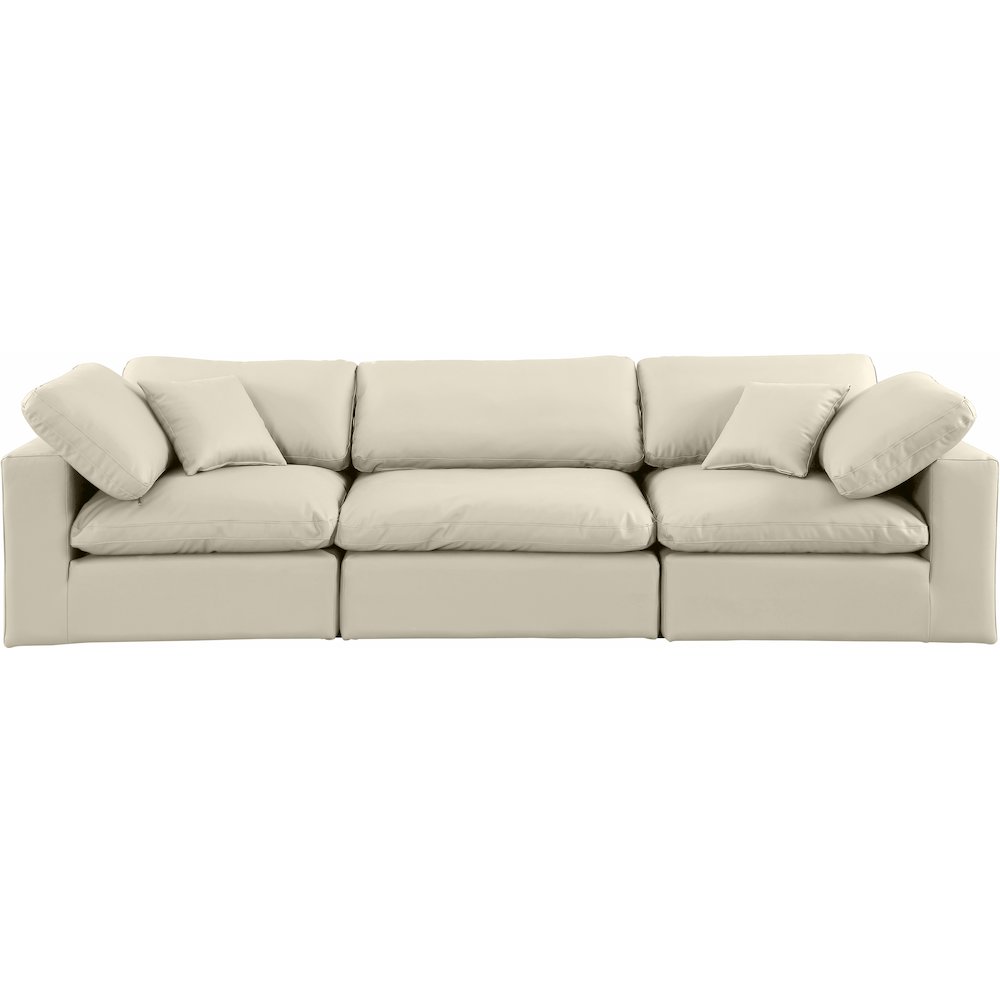 Comfy Cream Vegan Leather Modular Sofa. Picture 4