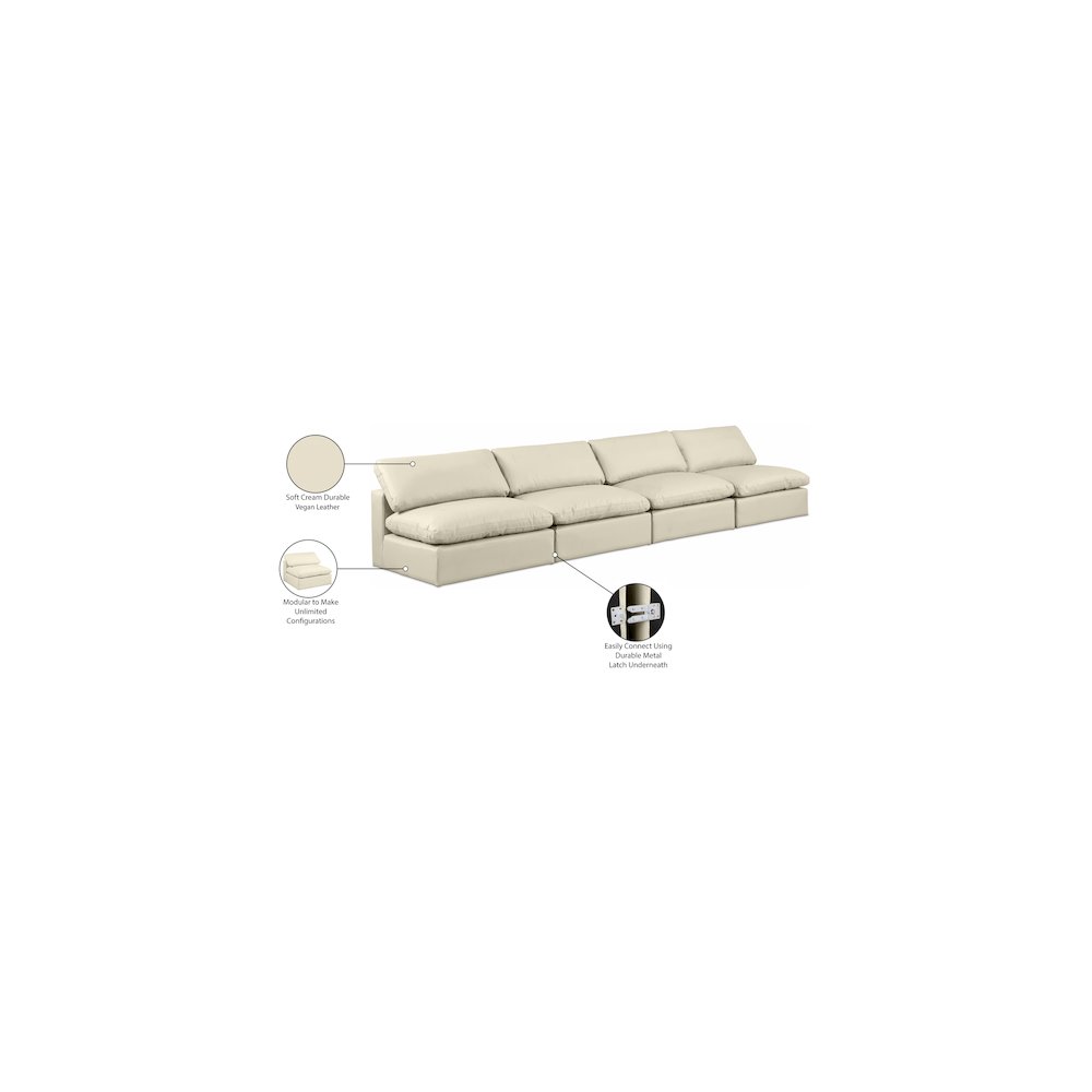 Comfy Cream Vegan Leather Modular Sofa. Picture 10