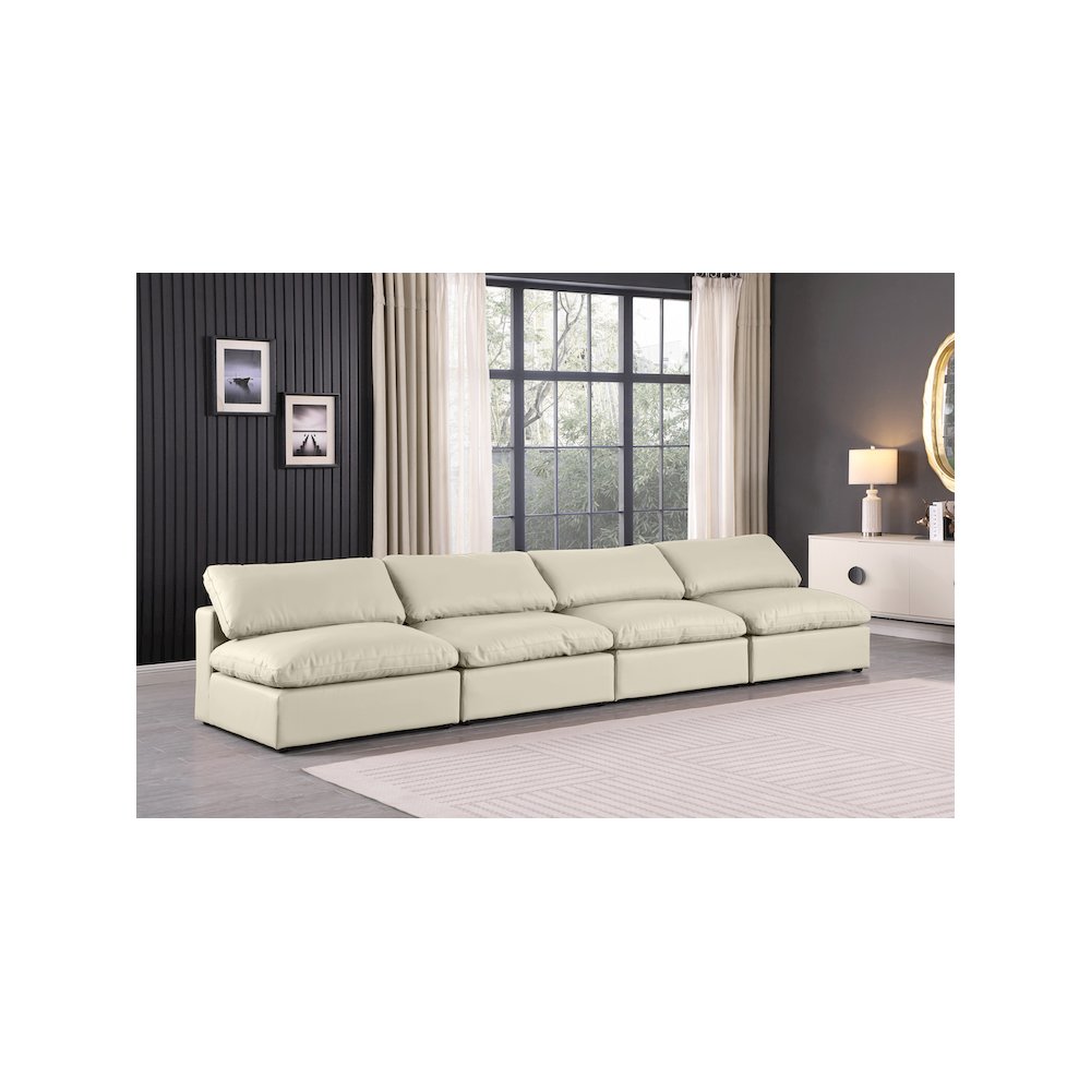 Comfy Cream Vegan Leather Modular Sofa. Picture 2
