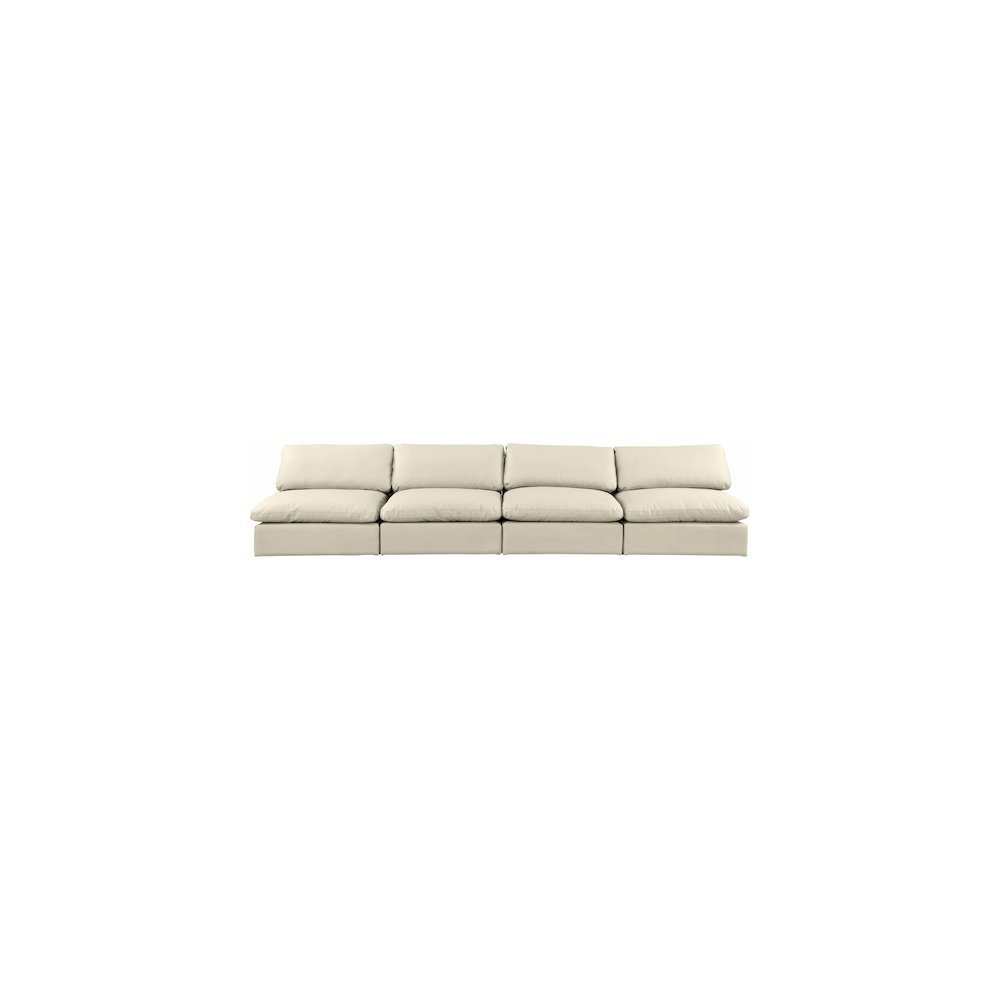 Comfy Cream Vegan Leather Modular Sofa. Picture 4