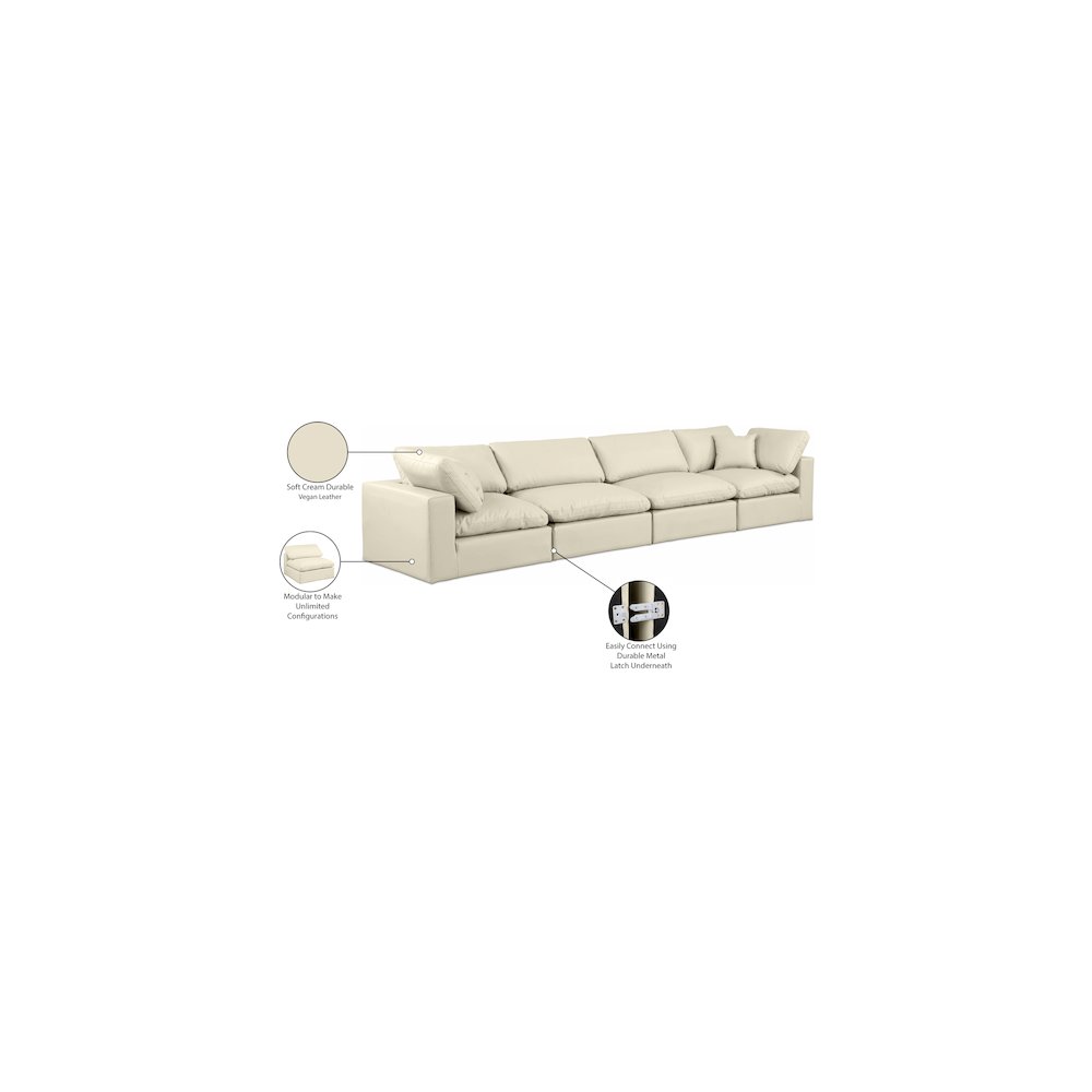 Comfy Cream Vegan Leather Modular Sofa. Picture 10