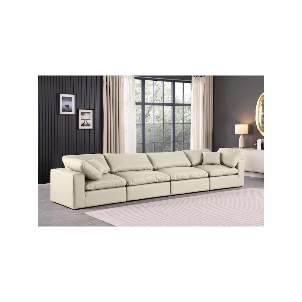 Comfy Cream Vegan Leather Modular Sofa. Picture 2