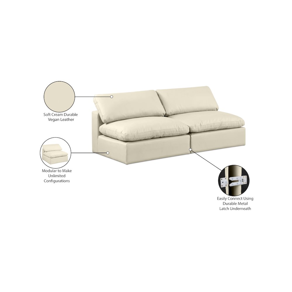 Comfy Cream Vegan Leather Modular Sofa. Picture 10