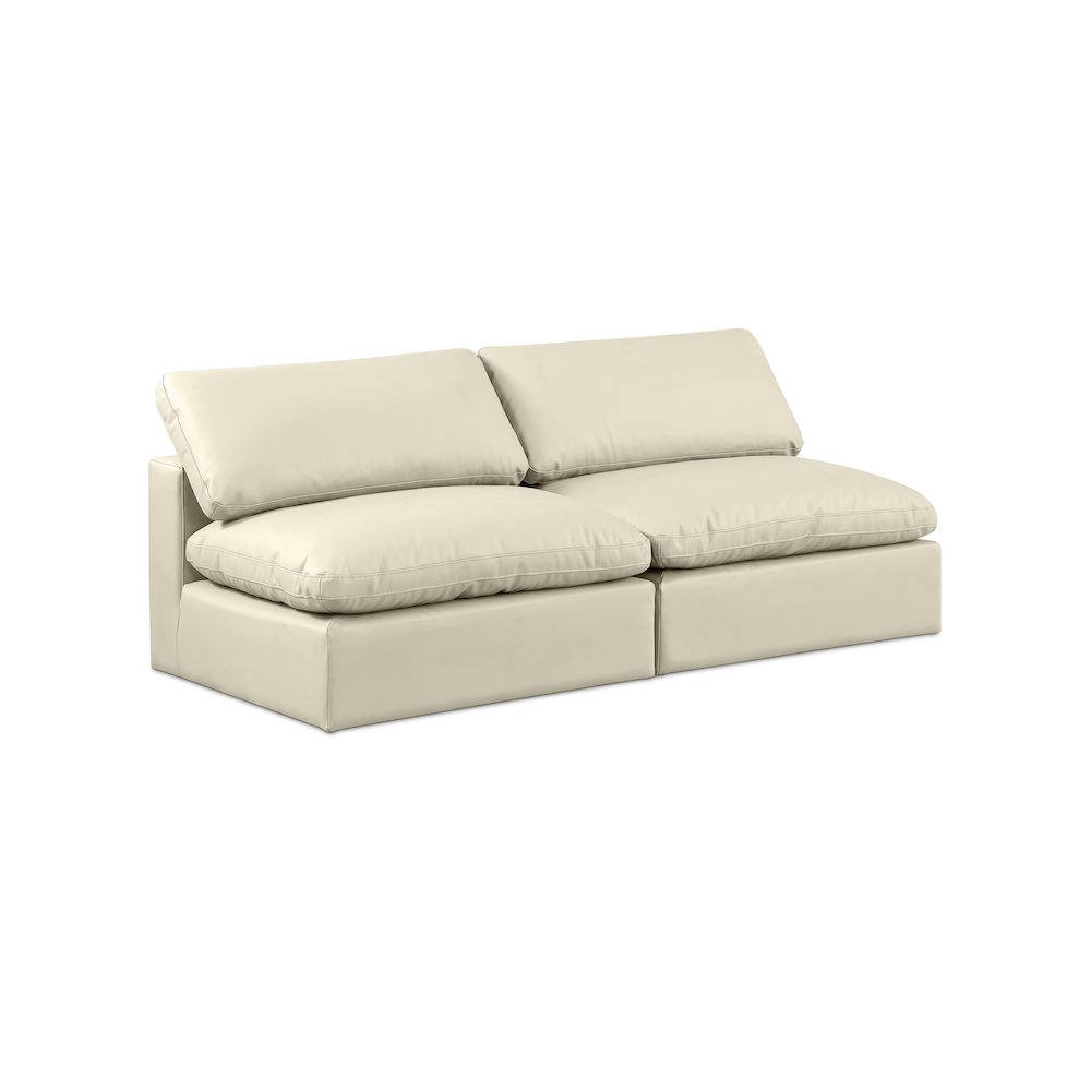 Comfy Cream Vegan Leather Modular Sofa. Picture 1