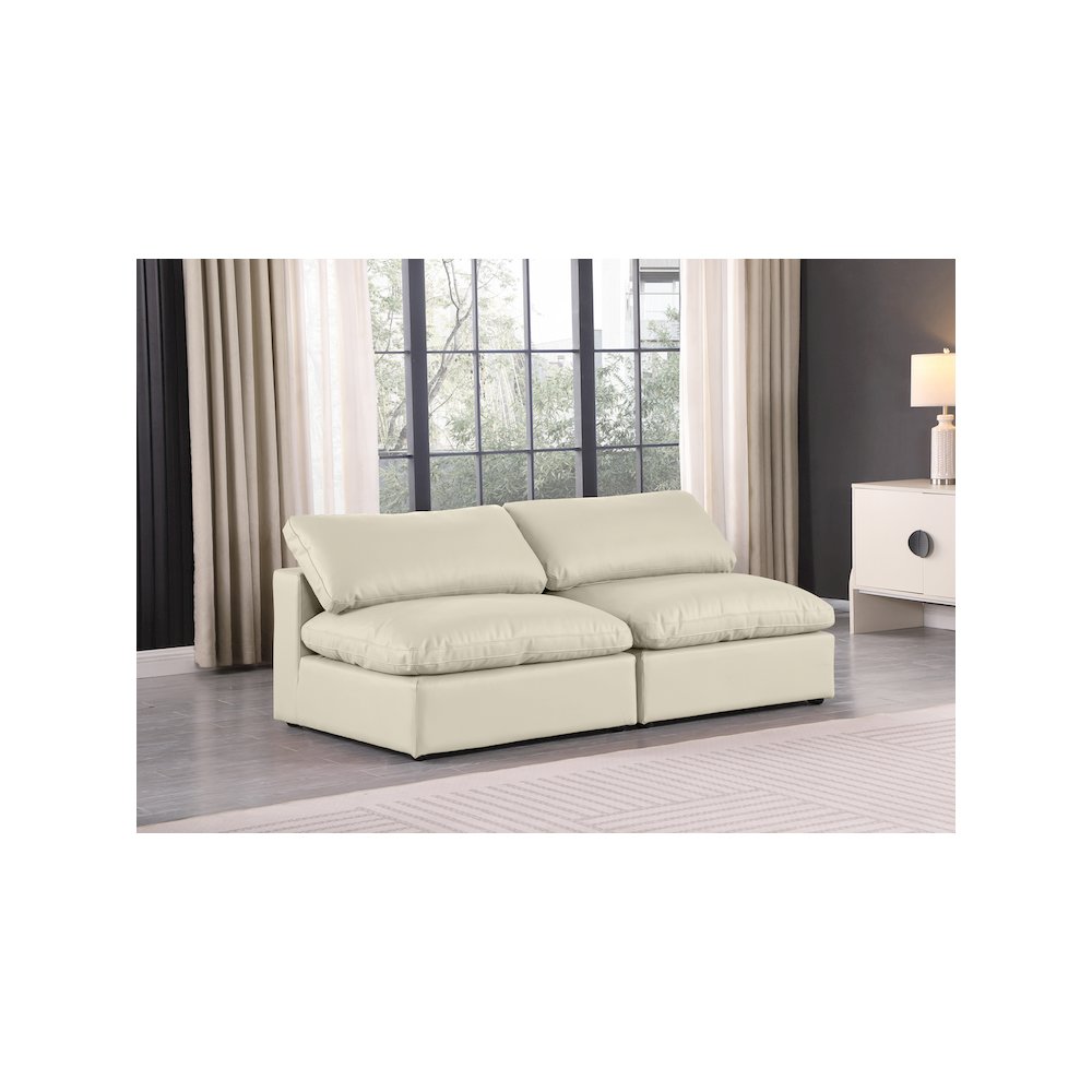Comfy Cream Vegan Leather Modular Sofa. Picture 2
