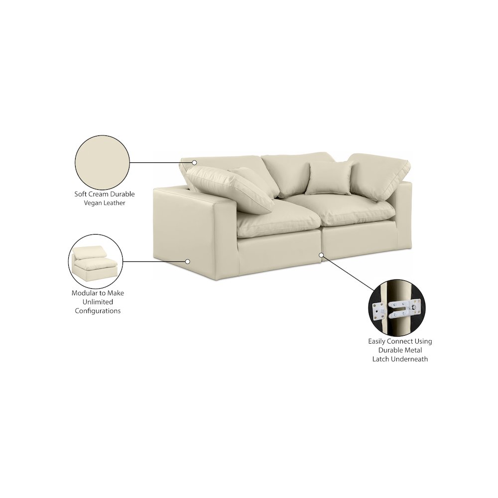 Comfy Cream Vegan Leather Modular Sofa. Picture 10