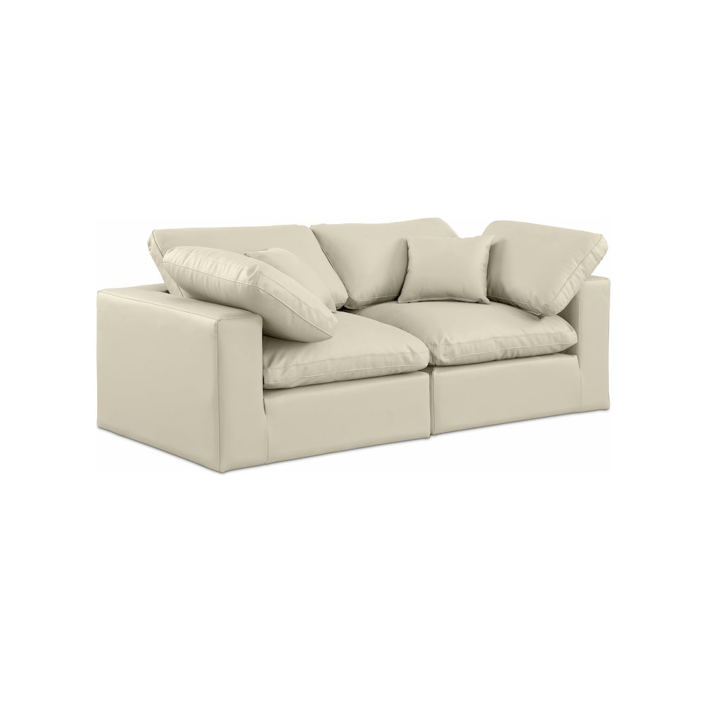 Comfy Cream Vegan Leather Modular Sofa. Picture 1