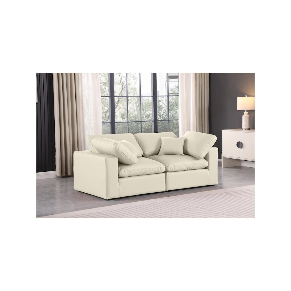Comfy Cream Vegan Leather Modular Sofa. Picture 2