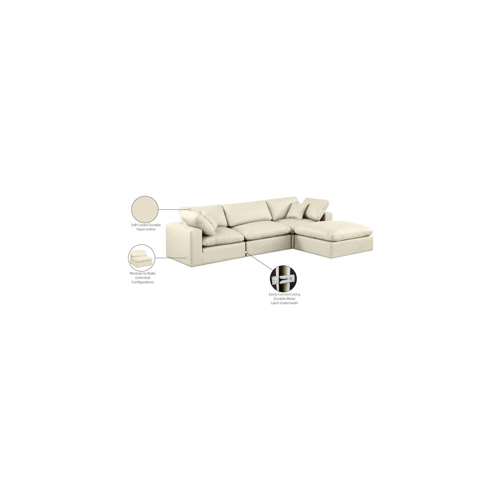 Comfy Cream Vegan Leather Modular Sectional. Picture 16