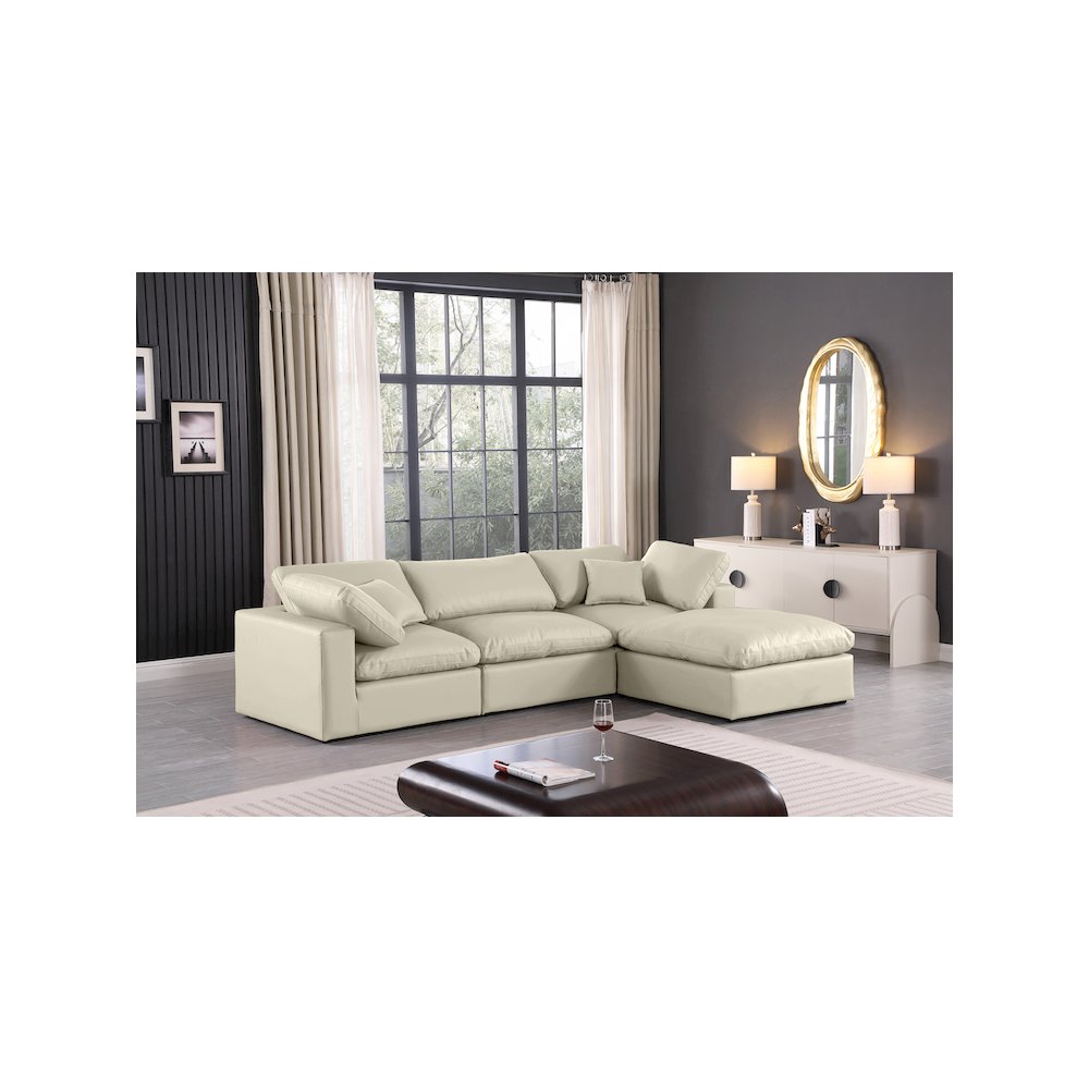 Comfy Cream Vegan Leather Modular Sectional. Picture 3