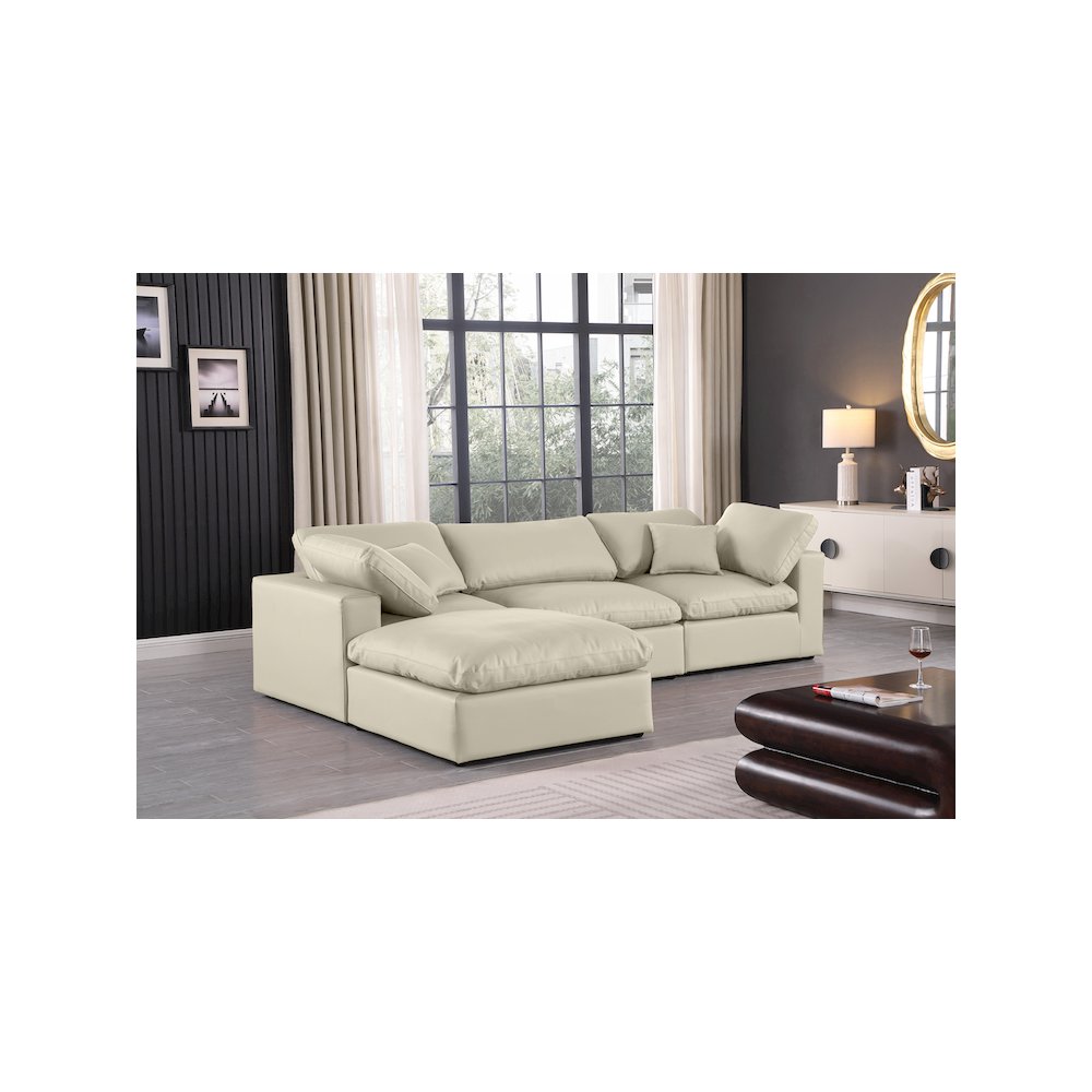 Comfy Cream Vegan Leather Modular Sectional. Picture 4