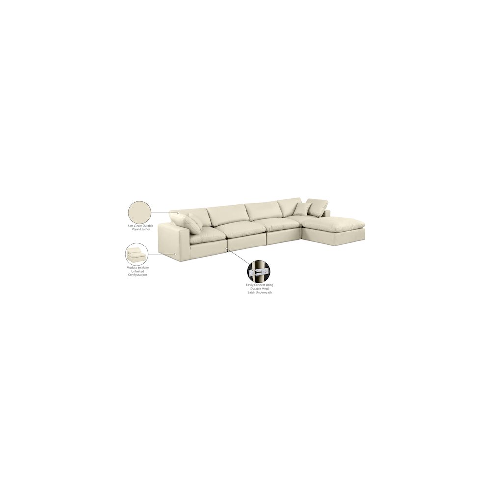 Comfy Cream Vegan Leather Modular Sectional. Picture 16
