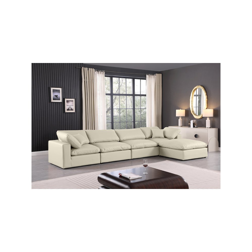 Comfy Cream Vegan Leather Modular Sectional. Picture 3