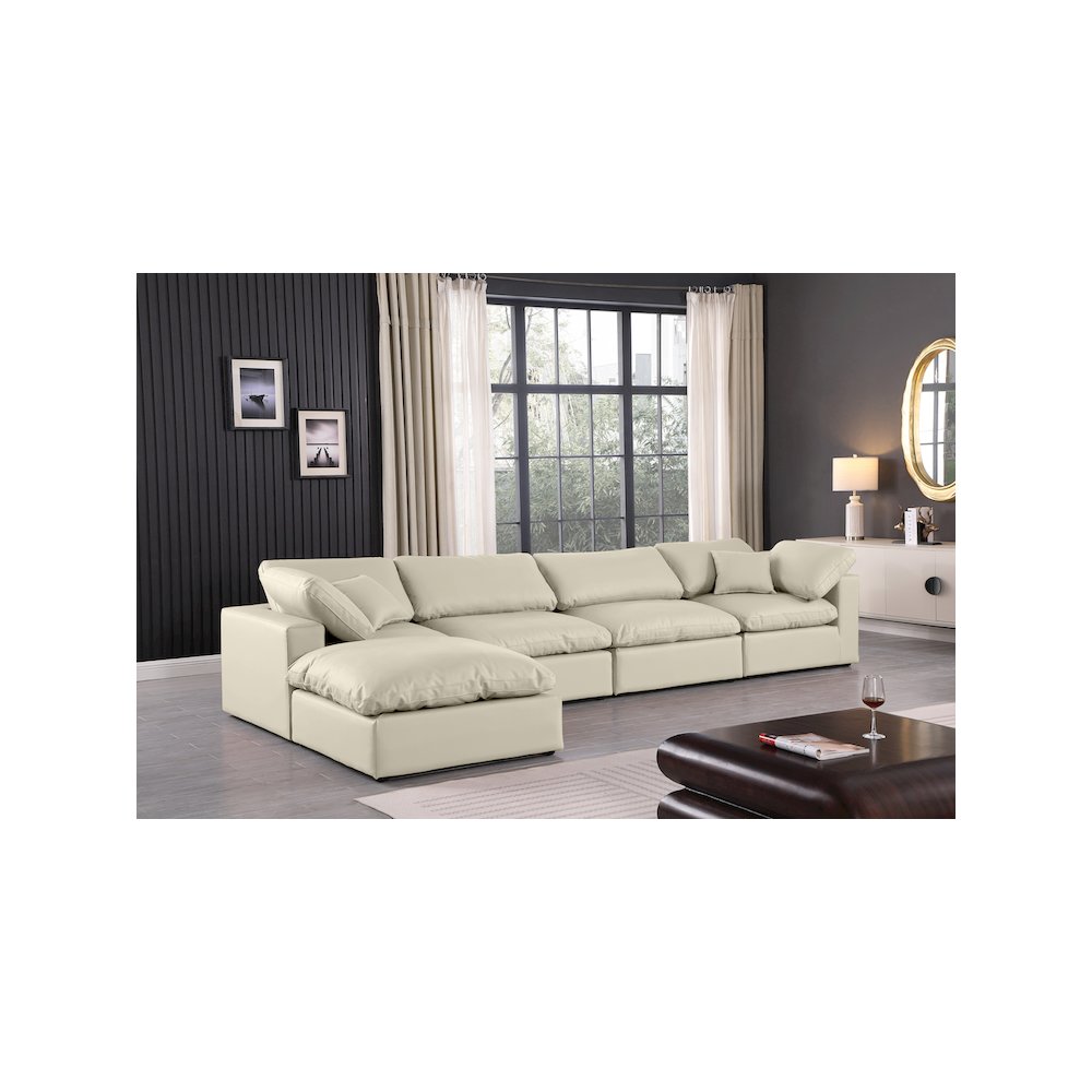Comfy Cream Vegan Leather Modular Sectional. Picture 4