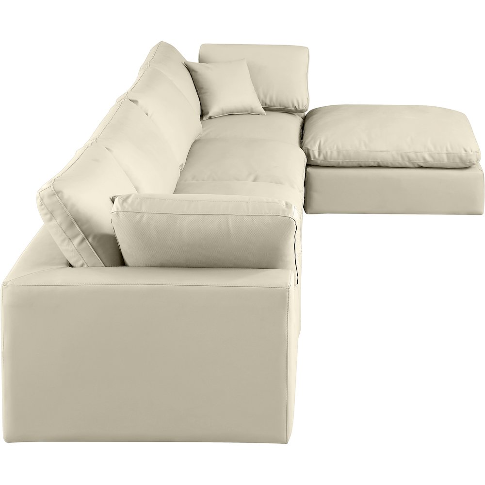 Comfy Cream Vegan Leather Modular Sectional. Picture 9