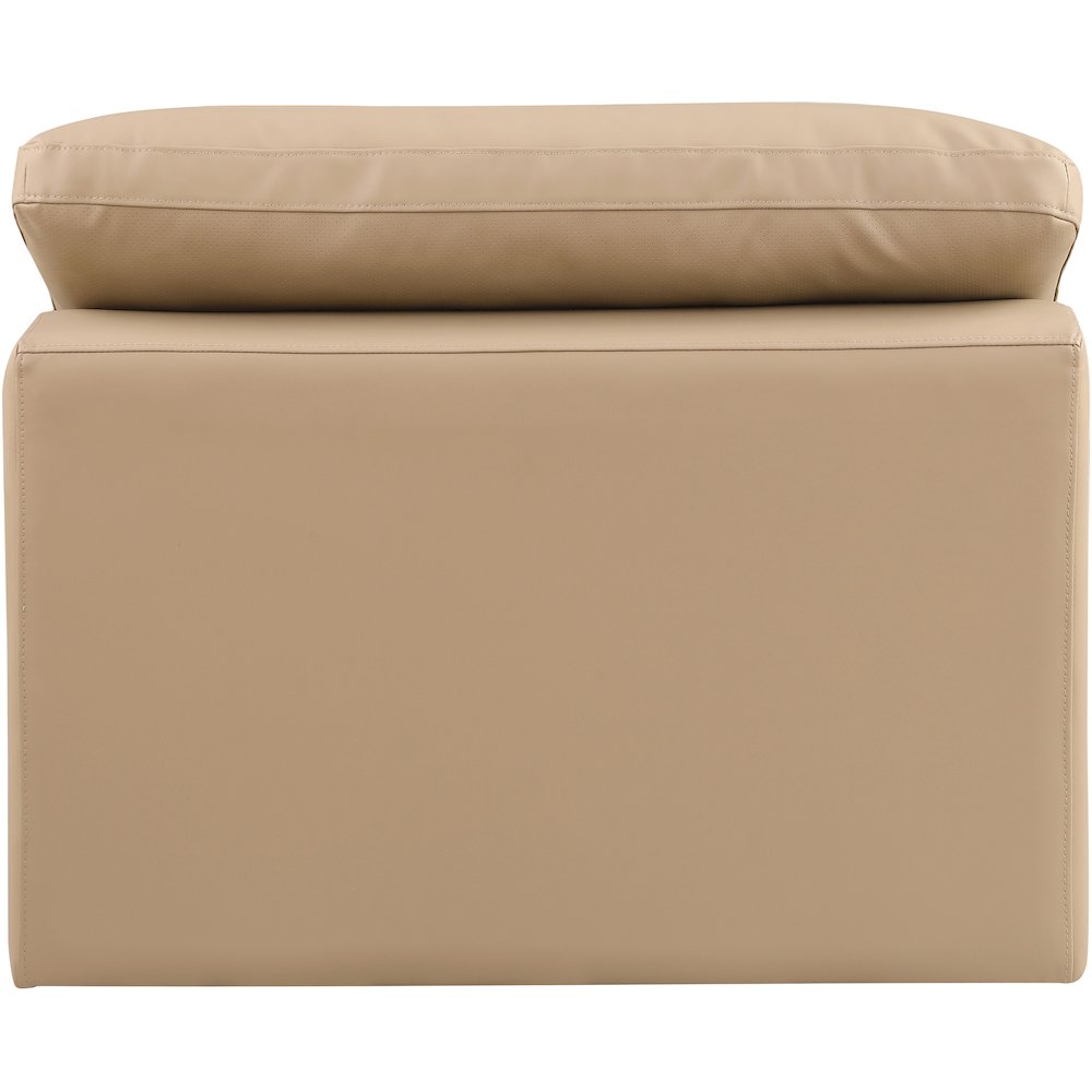 Comfy Tan Vegan Leather Modular Armless Chair. Picture 3