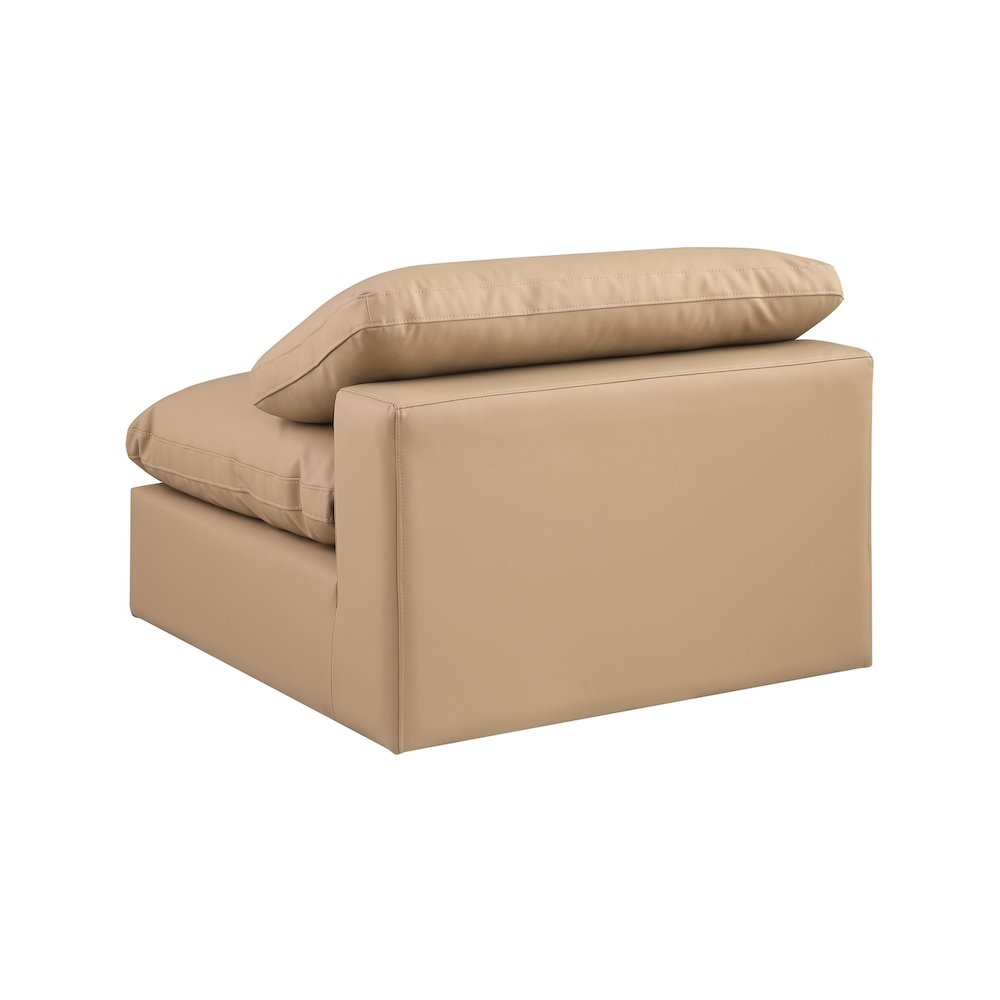 Comfy Tan Vegan Leather Modular Armless Chair. Picture 5